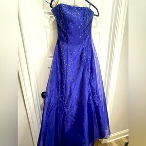 Tiffany Designs Strapless Purple beaded ball gown with matching wrap size 8